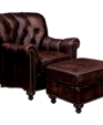 Porter Leather Chair and Ottoman 1244L; 1245L