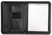 E1004: Black Leather Enhanced Zip-Around Portfolio