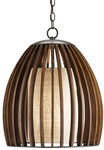 Curved Wood Burlap Pendant