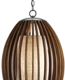 Curved Wood Burlap Pendant