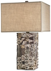 Printing Block White Washed Lamp