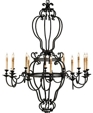 Grand Black Iron Open Design Chandelier