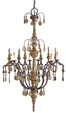 Wood and Iron Distressed Silver Leaf Chandelier
