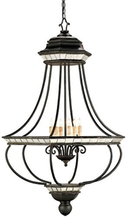 Wrought Iron Mirrored Round Chandelier