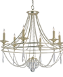 Modern Draped Crystal Silver Chandelier