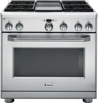 36" Dual-Fuel Professional Range with 4 Burners and Griddle (Natural Gas), Model#: ZDP364NDPSS