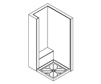 Lippert Double Threshold Shower with Wall in Front of Seat Lippert Double Threshold Shower with Wall in Front of Seat