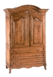 Country French TV Armoire With Carvings And Three Drawers Item #CF1334