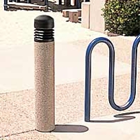 BRM827 Bevel Top Louver Bollard with Concrete Base