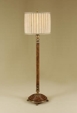 Antique Lido Finished Rattan Column Floor Lamp, Antique Brass Accents, Silk Shade