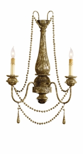Beaded Distressed Silver Wall Sconce