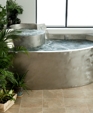 STAINLESS STEEL SPA WITH PERSONAL HYDROTHERAPY SEAT,  LOUNGER, BENCH SEATING AND COOL DOWN AREA