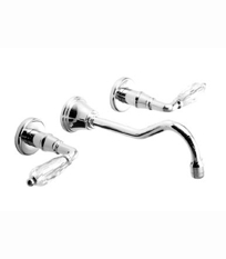 Wall Mounted Widespread Lavatory Set - Crystal Lever Handles
