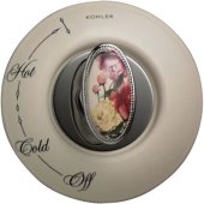 K-262-PS - Antique Peonies & Ivy ceramic dial plate and handle inset