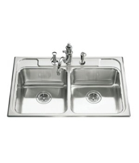 K-3246-3 - Ballad double equal self-rimming kitchen sink