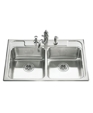 K-3246-3 - Ballad double equal self-rimming kitchen sink